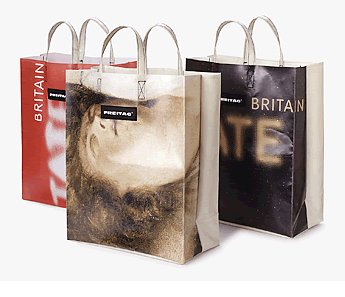 Photo of FREITAG special edition bags, made for Tate Gallery